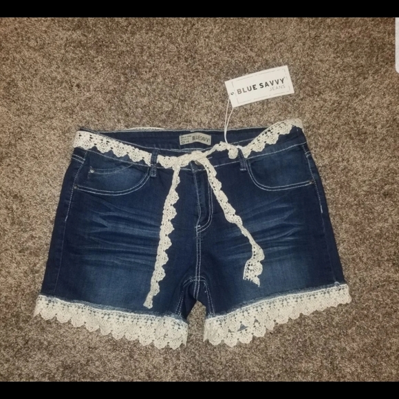 blue savvy Pants - Blue savvy shorts lace